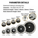 SHDIATOOL Granite Turbo Cutting Blades Two-in-One Design Cut Grind Sharpen Marble Concrete and Bricks 3" 4.5" 5" 7" 9" - SHDIATOOL
