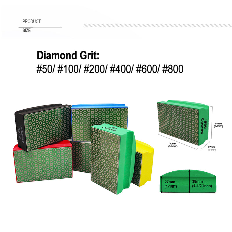 SHDIATOOL Diamond Hand Polishing Pads 90X55MM for Granite Marble Glass Concrete - SHDIATOOL
