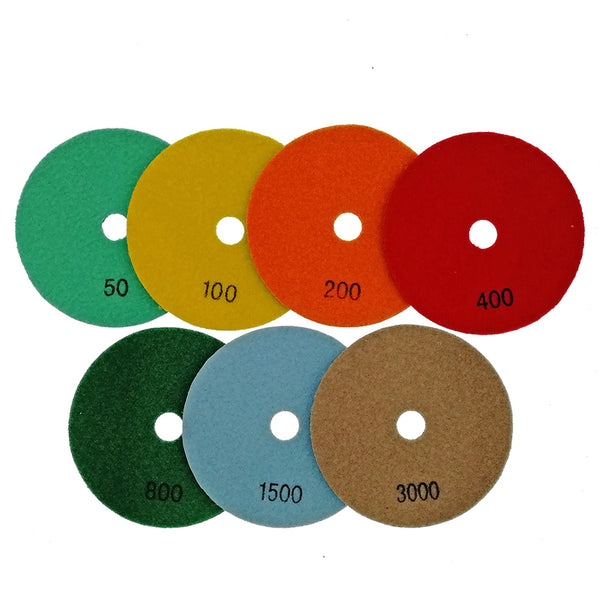 SHDIATOOL 5 Inch Dry Diamond polishing Pads Grit 50 for Granite Marble Quartz(7-Pack) - SHDIATOOL