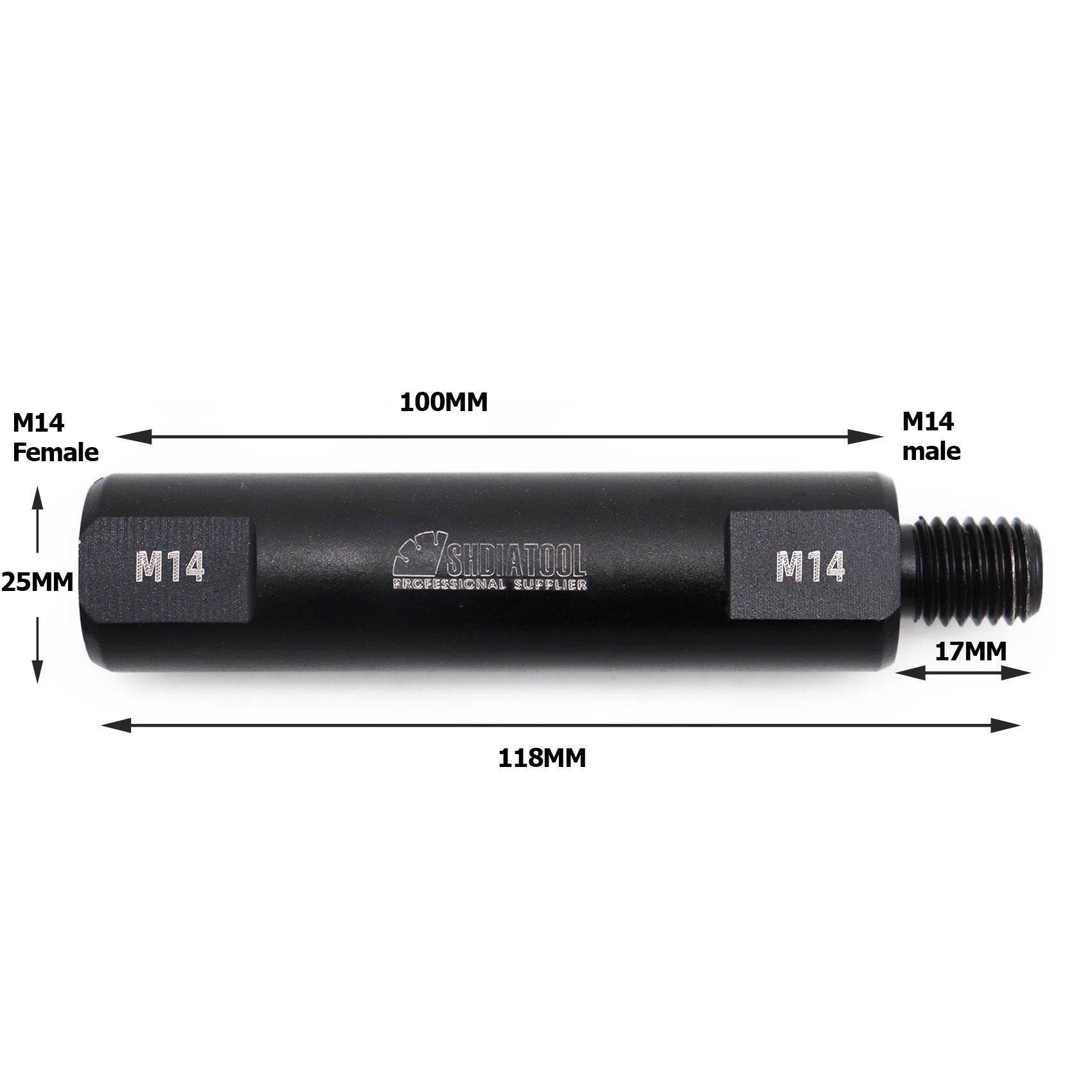 SHDIATOOL Thread Core Bits Extension Rod M14 or 5/8-11 Total Length 118mm 1pc - SHDIATOOL