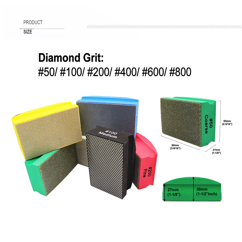SHDIATOOL Diamond Hand Polishing Pad Dotted electroplated 90X55MM Hard Foam-Backed Hand pad Grit - SHDIATOOL