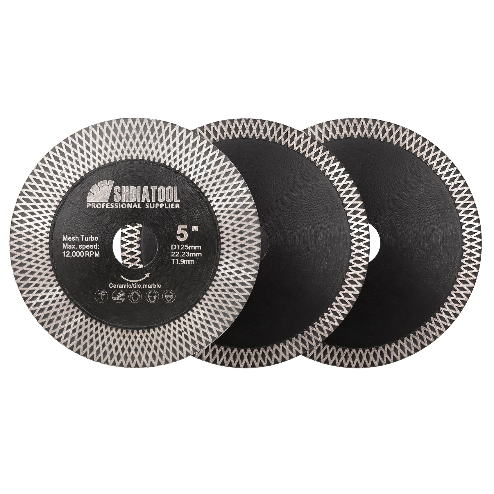 SHDIATOOL X Mesh Turbo Double Sided Diamond Cutting Grinding Disc for Tile Ceramic Marble Stone 4''/4.5''/5'' - SHDIATOOL