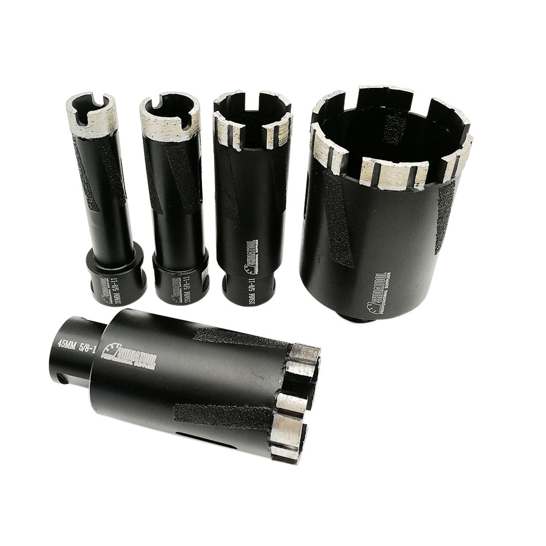 5pcs/set SHDIATOOL Diamond Core Drill Bits for Hard Stone Concrete Marble Granite Brick Laser Welded Dry Diamond Hole Saws 5/8-11 thread - DIATOOL