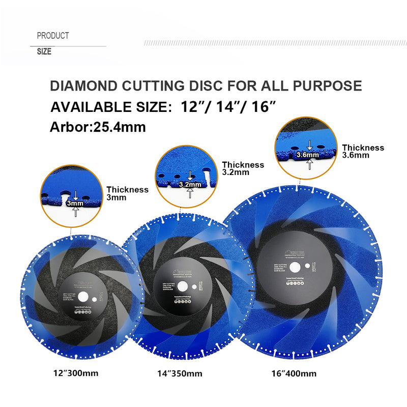 SHDIATOOL Metal Cutting Diamond Blade All Purpose Cut Off Wheel for Rebar Sheet Metal Angle Iron Stainless Steel Available Size 4.5"/5"/6"/7"/9"/12"/14"/16" - SHDIATOOL