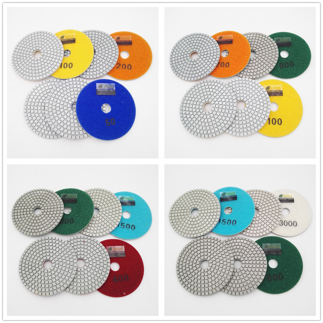 4 inch White bond Wet Diamond Polishing Pads for Granite Marble 7pcs/set - SHDIATOOL