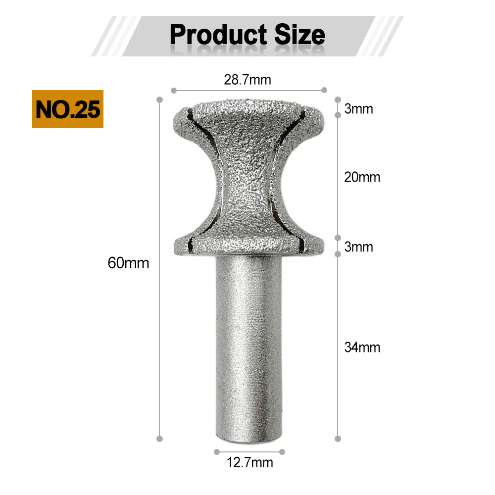 Diamond Router Bits with 1/2" shank for Granite & Marble 31 sizes available 2pcs - SHDIATOOL