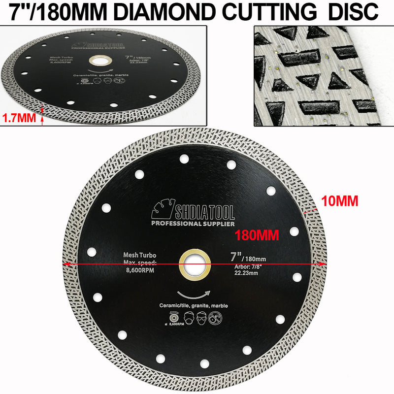 5pcs 4"/4.5"/5"/7"/9" Mesh Turbo Diamond Saw Blades Cutting Porcelain Tile SHDIATOOL - DIATOOL