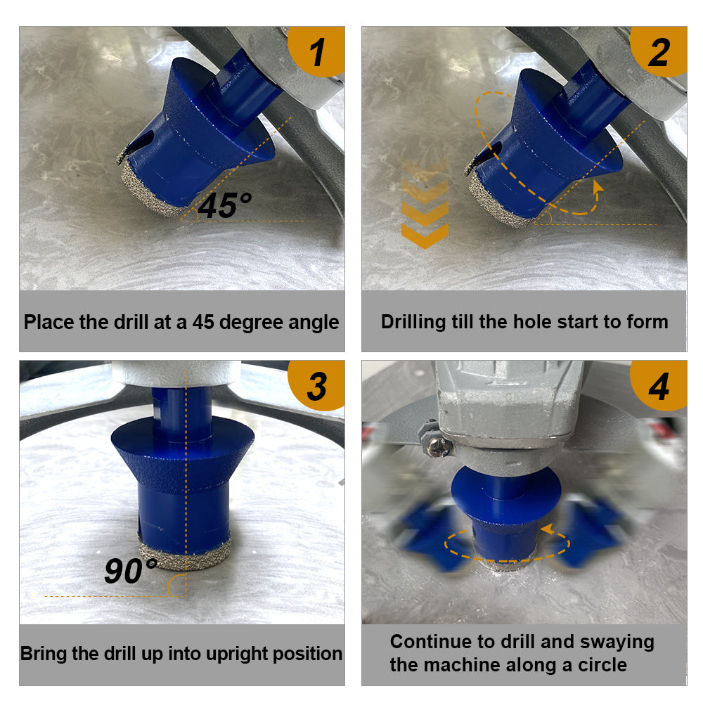 SHDIATOOL Diamond Drilling Chamfer Milling Bits with 5/8-11 or M14 Thread for Enlarging Grinding Trimming Tile Ceramic Marble Size 25/25/35mm - SHDIATOOL