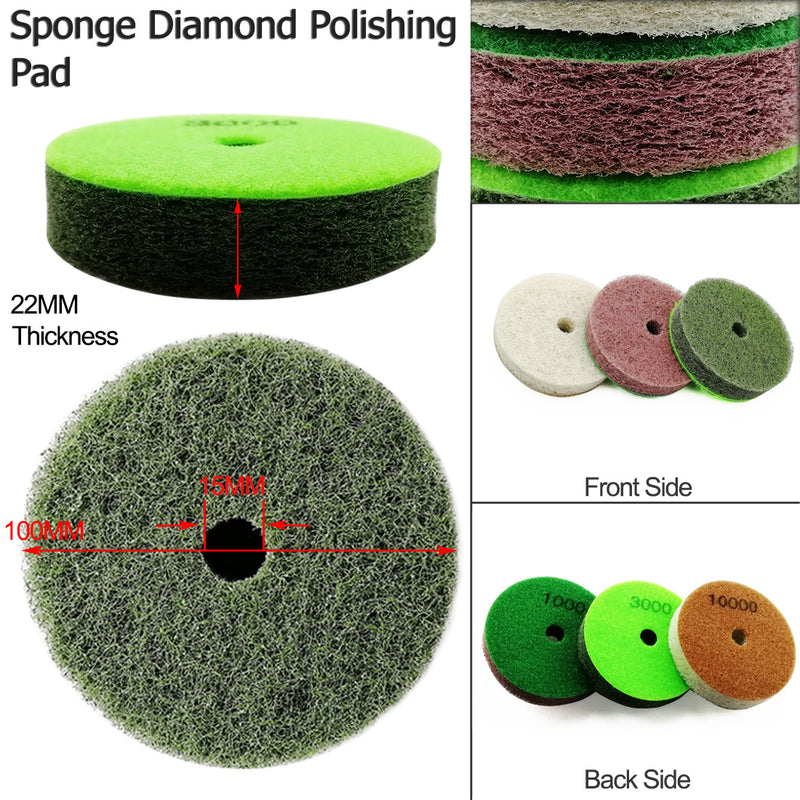 4"/100mm Thickened Sponge Diamond Polishing Pads for Soft Stone Marble 3pcs/set - SHDIATOOL