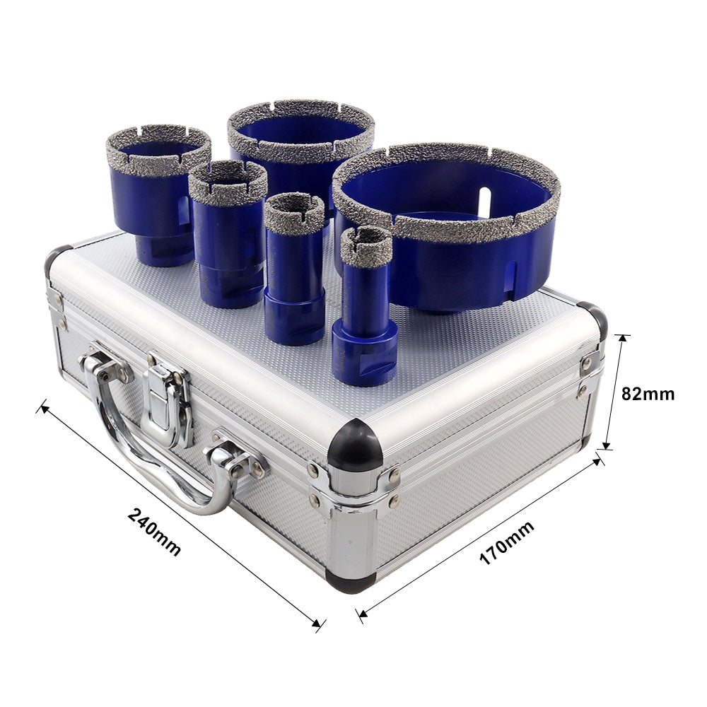 SHDIATOOL Diamond Drill Core Bits Set with 5/8-11 Thread for Porcelain Tile Granite Marble Ceramic 6pcs/Box Dia 20/25/35/50/75/100mm - SHDIATOOL
