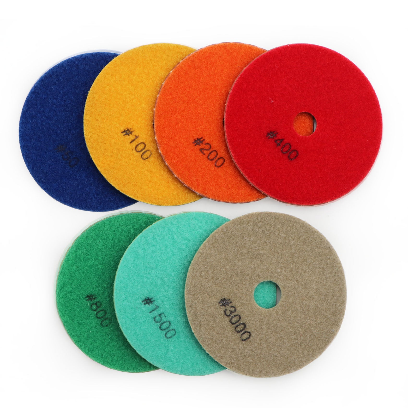 SHDIATOOL Diamond Polishing Pads for Marble Granite Dia 4"/100mm 7pcs/set - SHDIATOOL