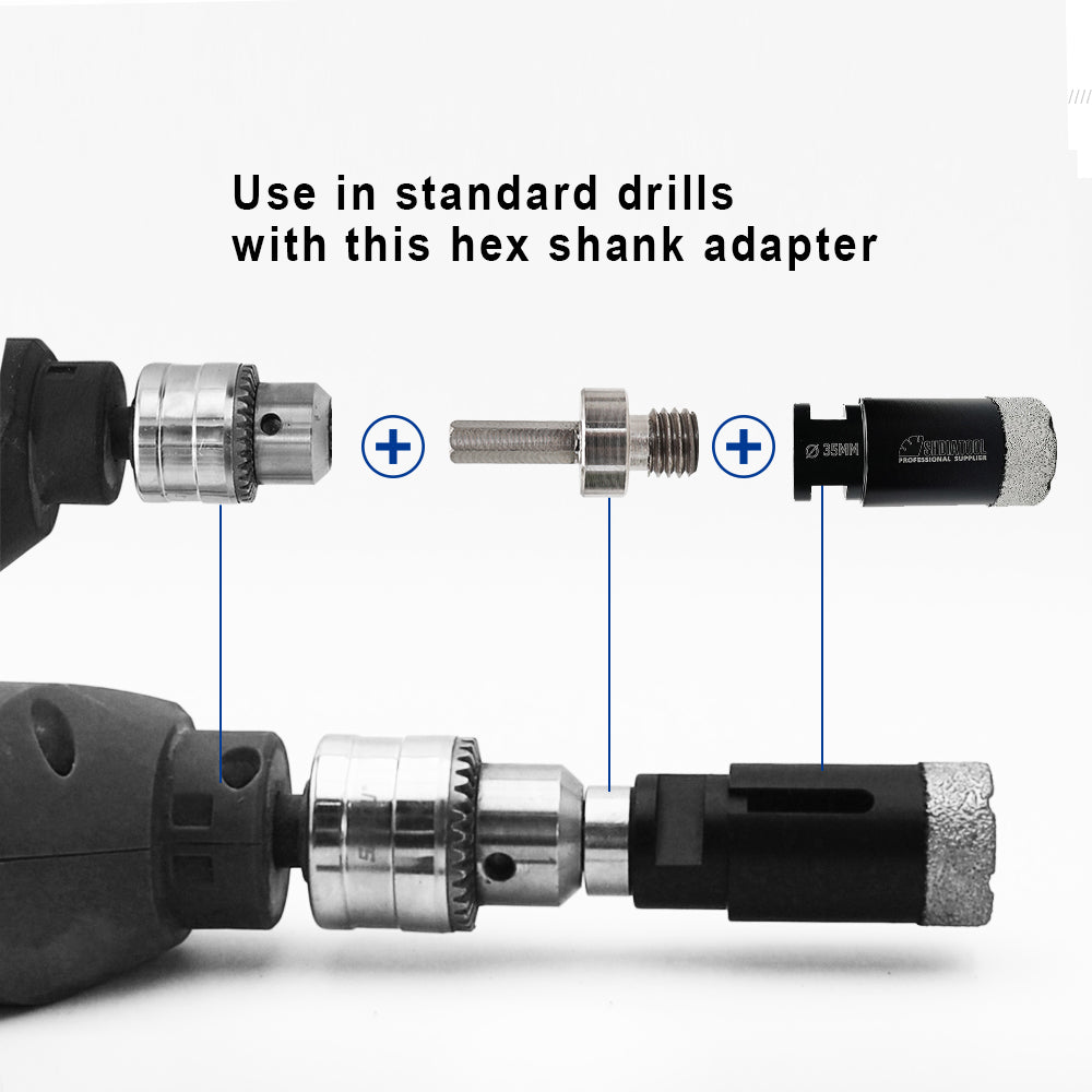 SHDIATOOL 2pcs Core Drill Bit Adapter 5/8-11 thread or M14 thread to 3/8" Hexagon Shank - SHDIATOOL