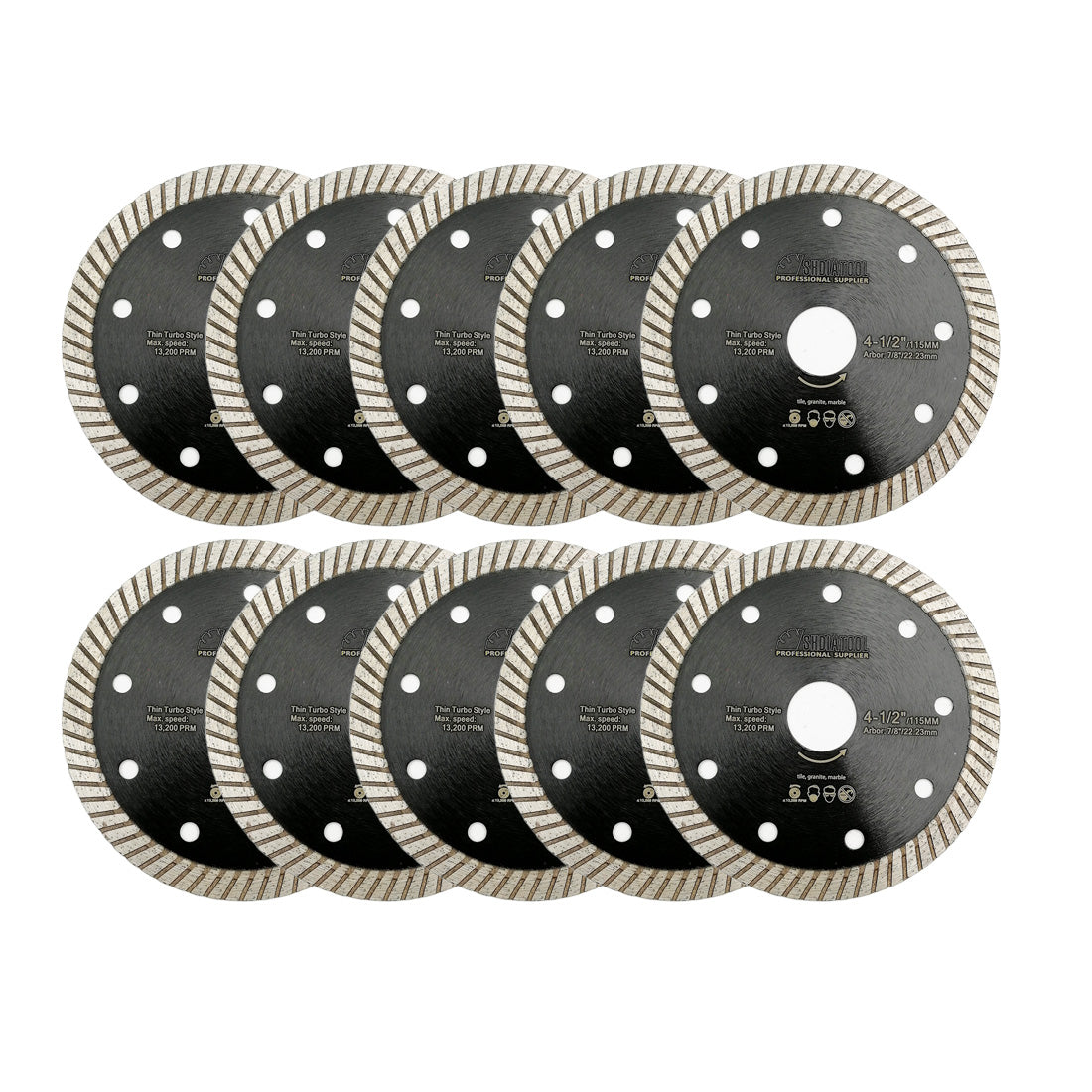SHDIATOOL Super Thin Diamond Turbo Blade  Cutting Porcelain Ceramic Tile Granite 4" 4.5" 5" - SHDIATOOL