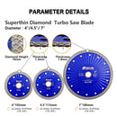 SHDIATOOL Diamond Hot Pressed Turbo Saw Blade for Cutting Tile Granite Marble Quartz Sandstone 4''/4.5''/7'' - SHDIATOOL