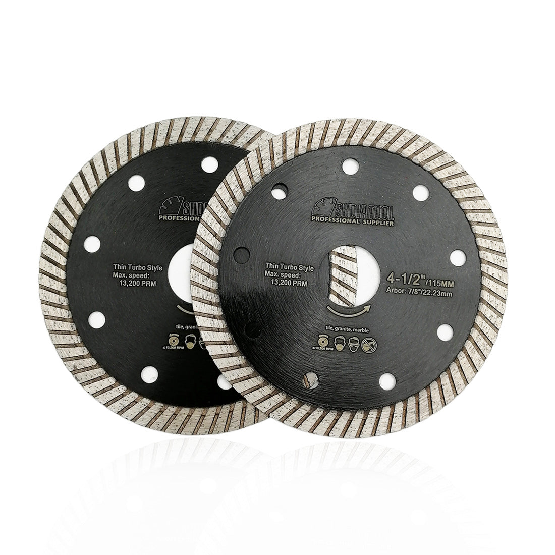 SHDIATOOL Super Thin Diamond Turbo Blade  Cutting Porcelain Ceramic Tile Granite 4" 4.5" 5" - SHDIATOOL