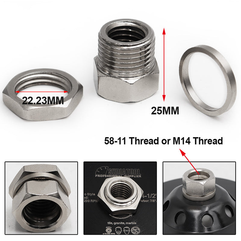 SHDIATOOL Adapter for Angle Machine, M14 or 5/8-11 Thread Connector Converter Adapter Screw Connecting Tool Accessories - SHDIATOOL