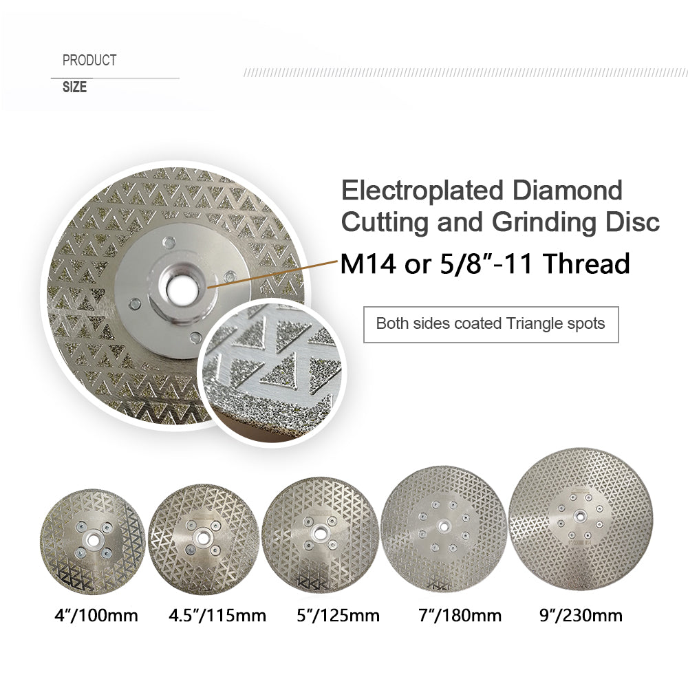 Electroplated Cutting and Grinding Disc Single/Double side Coated M14 or 5/8-11 Flange - SHDIATOOL