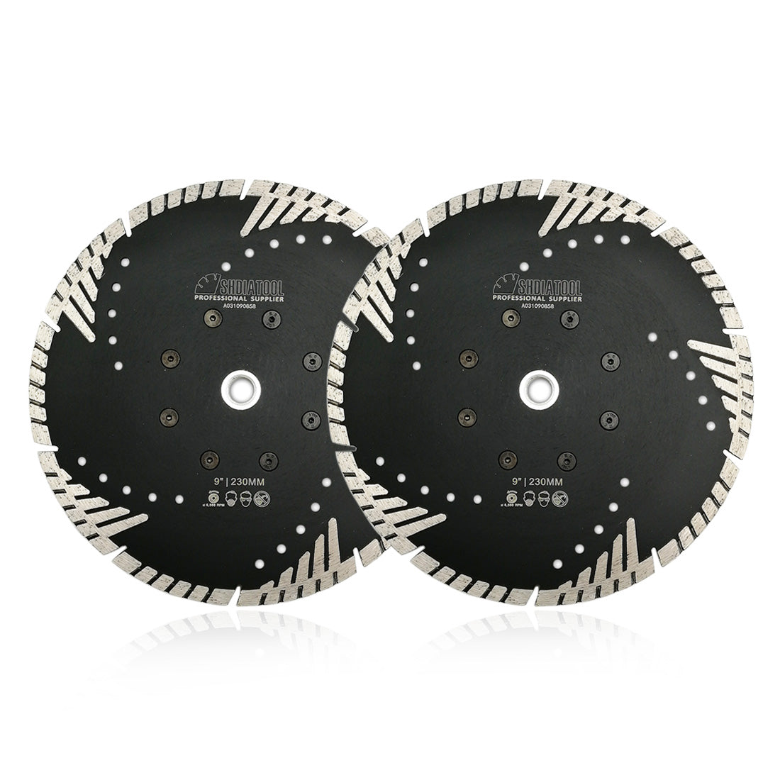 Diamond Turbo Blade with Slant Protection Teeth Cutting Granite Marble concrete Hard Stone SHDIATOOL 4" 4.5" 5" 7" 9" - SHDIATOOL