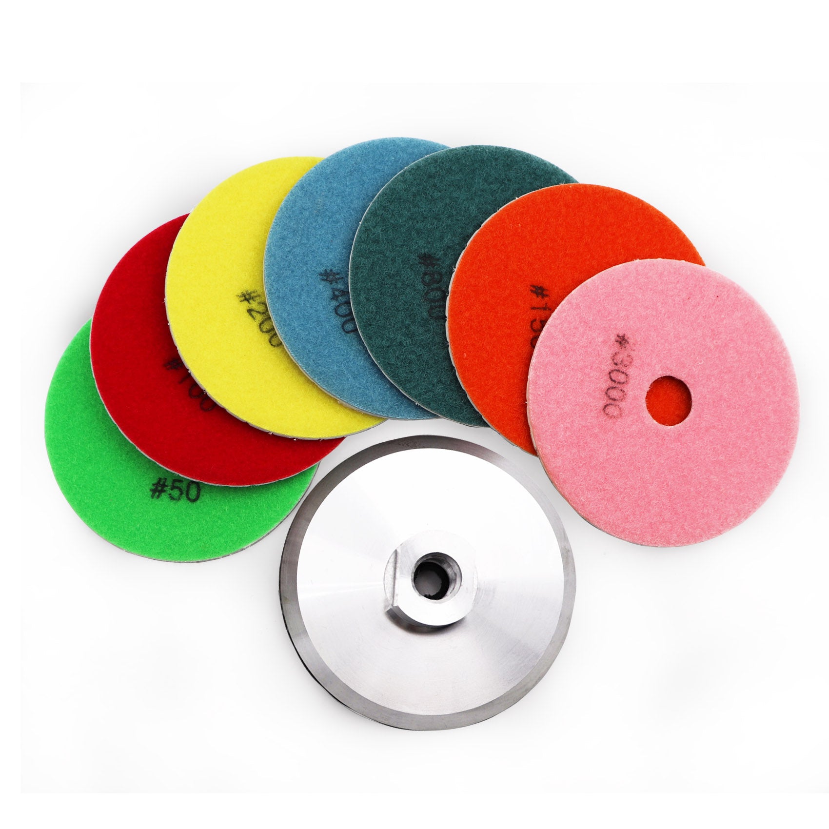 SHDIATOOL Diamond Polishing Pads for Marble Granite Dia 4"/100mm 7pcs/set - SHDIATOOL