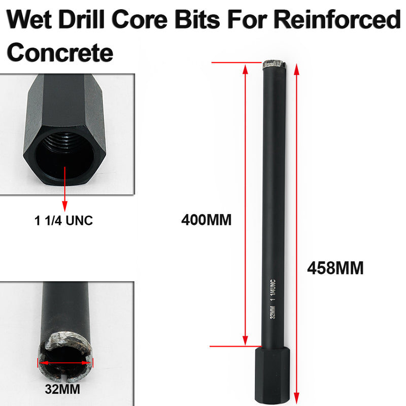 Wet Drill Core Bits for High PSI/Reinforced Concrete 1-1/4" UNC Thread Hole Saw Diameter 25/32/40/51/63/76/102/108/127/152mm available only Sold in Europe - SHDIATOOL