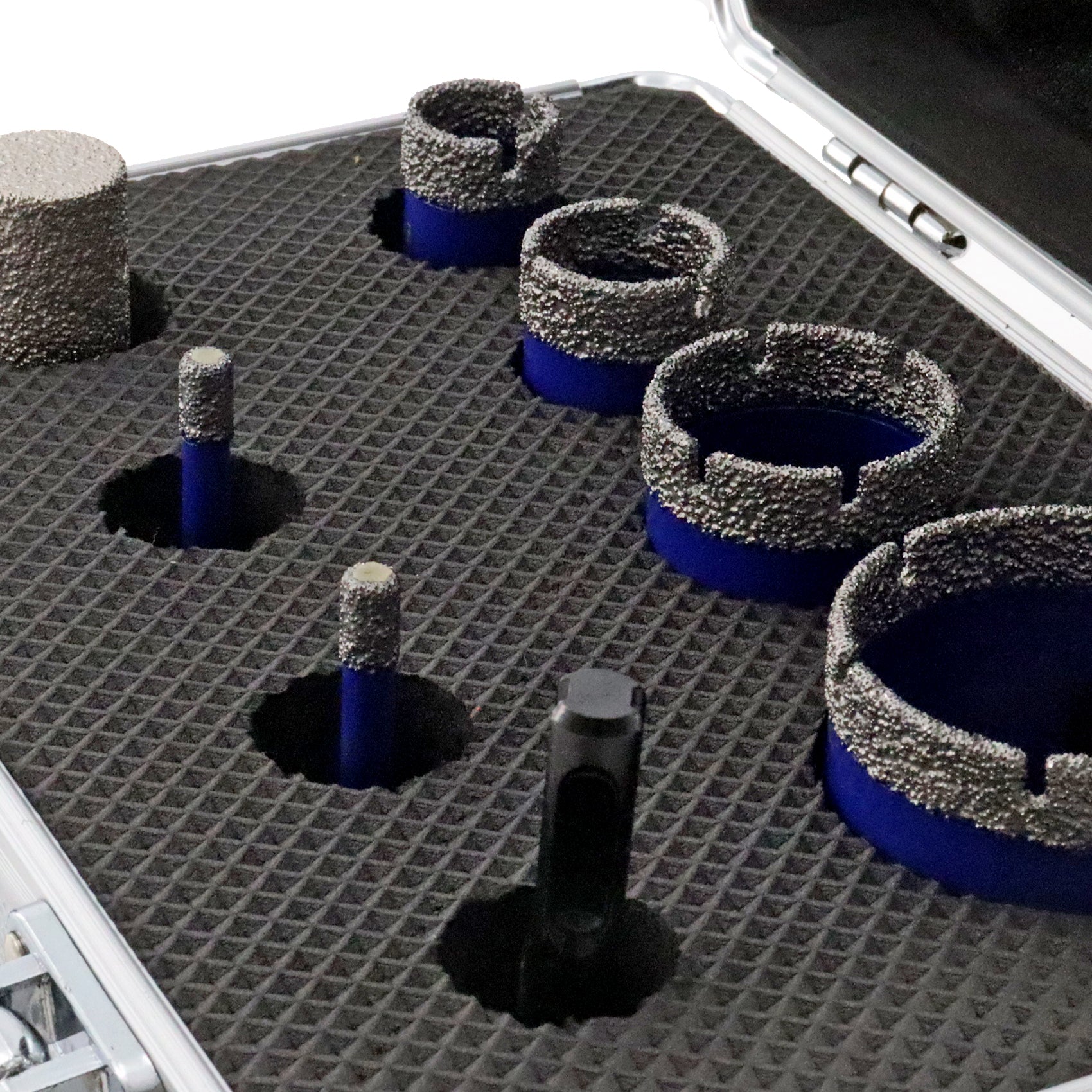 SHDIATOOL Diamond Drill Core Bits Set with 5/8-11 Thread for Porcelain Tile Granite Marble Ceramic 8pcs/Box Dia 6/6/20/25/35/50mm+20mm Finger Bit+SDS Adapter - SHDIATOOL