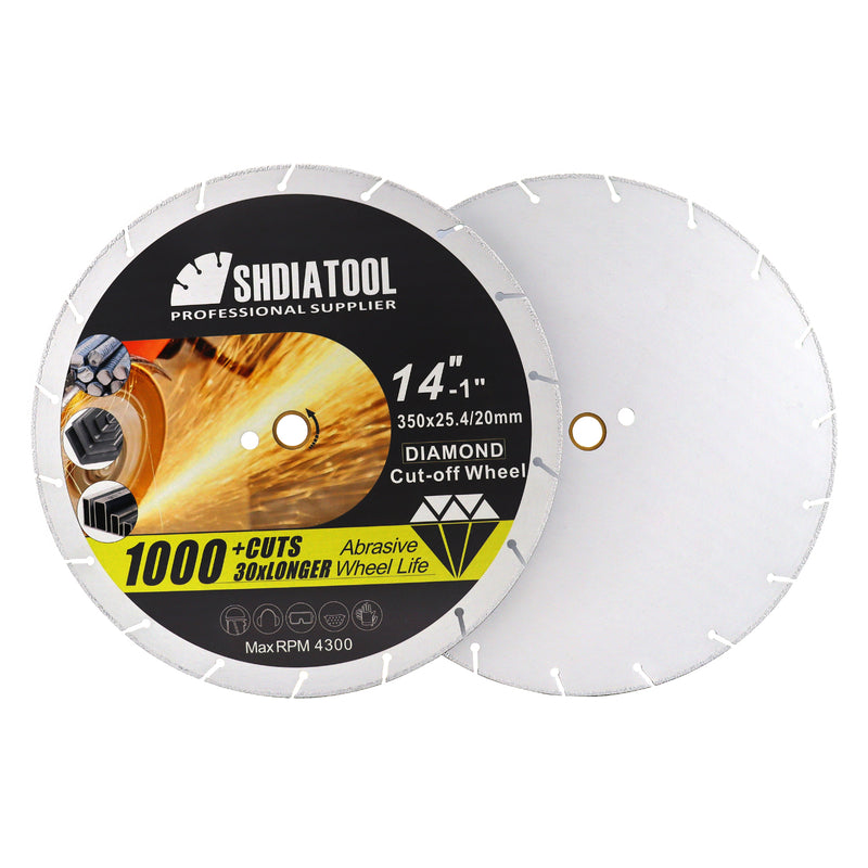 SHDIATOOL Vacuum Brazed Diamond Metal Cutting Disc for Steel Tube Iron Rebar Dia 14"/350mm - SHDIATOOL
