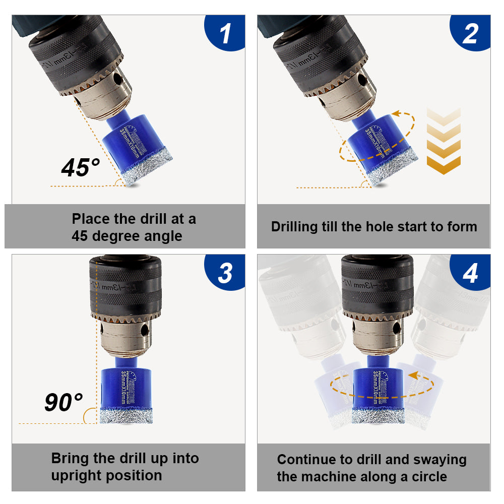 SHDIATOOL Diamond Drill Core Bits with Triangle Shank for Porcelain Tile Ceramic Granite Marble Masonry Stone Diamond Hole Saw Dia 20-68mm - SHDIATOOL