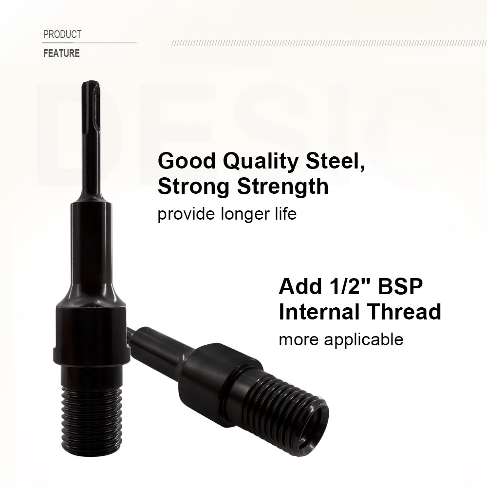 SHDIATOOL 1 1/4"-7 UNC Male Thread（Include 1/2 BSP Female Thread）to SDS PLUS Shank Good Quality Steel - SHDIATOOL