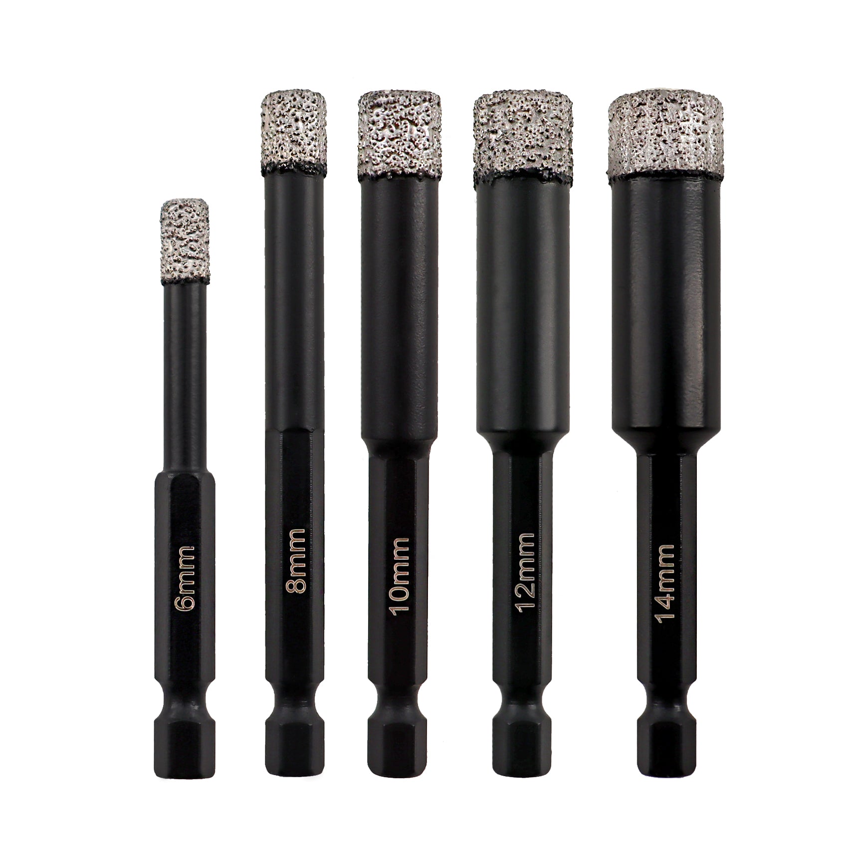 SHDIATOOL Dry Diamond Drill Bits with Quick Change Hex Shank for Granite Porcelain Tile Ceramic Marble Dia 6/8/10/12/14mm - SHDIATOOL