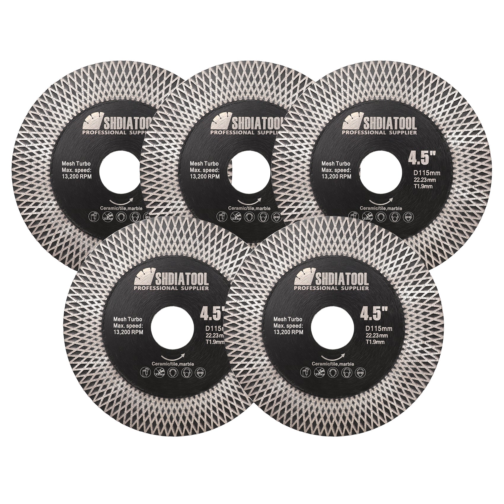 SHDIATOOL X Mesh Turbo Double Sided Diamond Cutting Grinding Disc for Tile Ceramic Marble Stone 4''/4.5''/5'' - SHDIATOOL