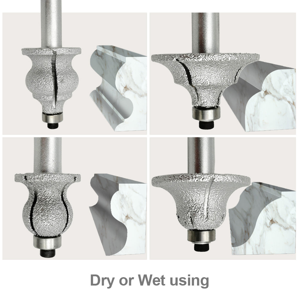 2pcs Radius Vacuum brazed diamond router bits for stone, Radius 3mm 12.7mm shank for edge profile - SHDIATOOL