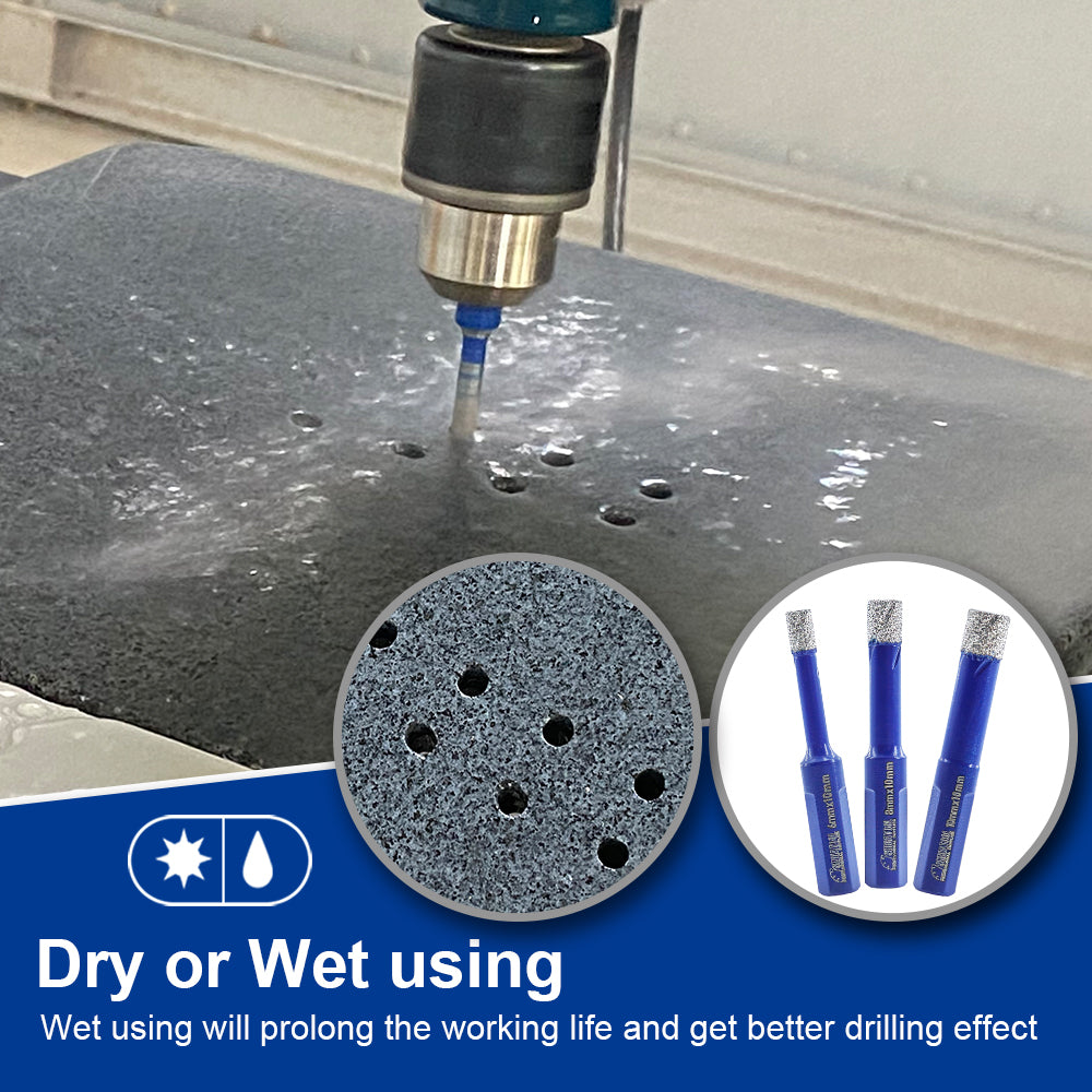 SHDIATOOL Diamond Drill Core Bits with Triangle Shank for Porcelain Tile Ceramic Granite Marble Masonry Stone Diamond Hole Saw 5pcs 6/8/10mm - SHDIATOOL