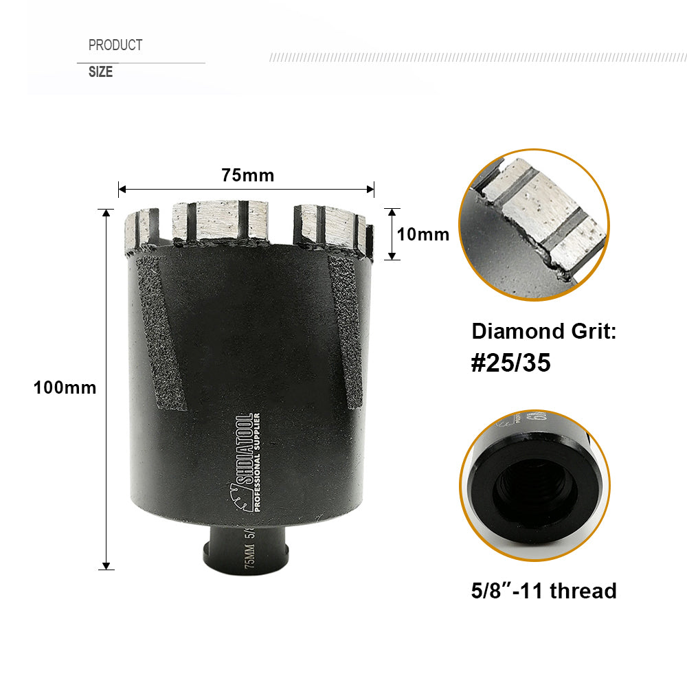 SHDIATOOL Laser Welded Dry or Wet Hole Saws Diameter 18mm to 102mm for Hard Stone Concrete Marble Granite Brick - SHDIATOOL