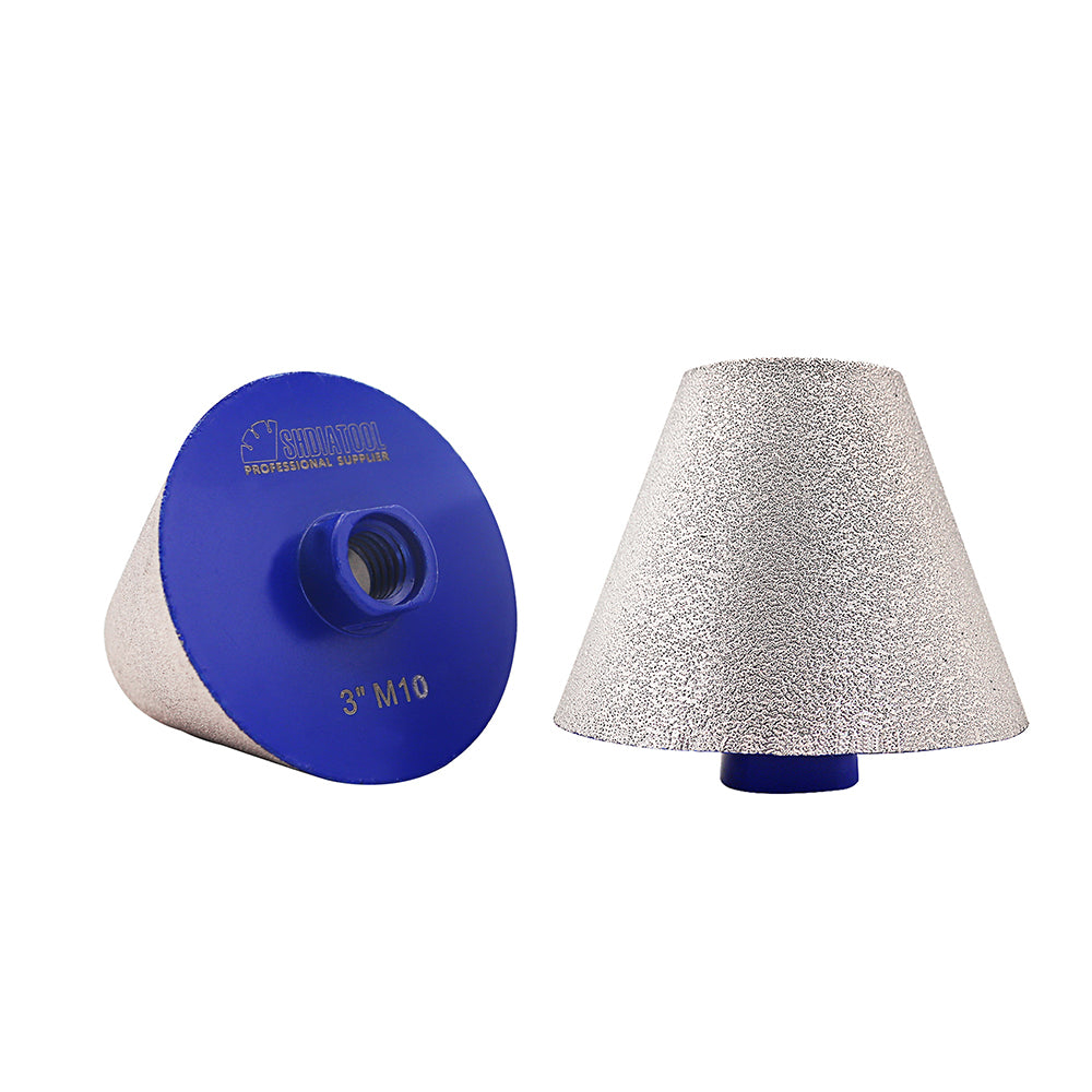 SHDIATOOL Diamond Beveling Chamfer Bits 5/8-11 or M14 or M10 Thread for Granite Marble Tiles Existing Holes Enlarging Polishing Shaping Dia 35/50/75mm - SHDIATOOL