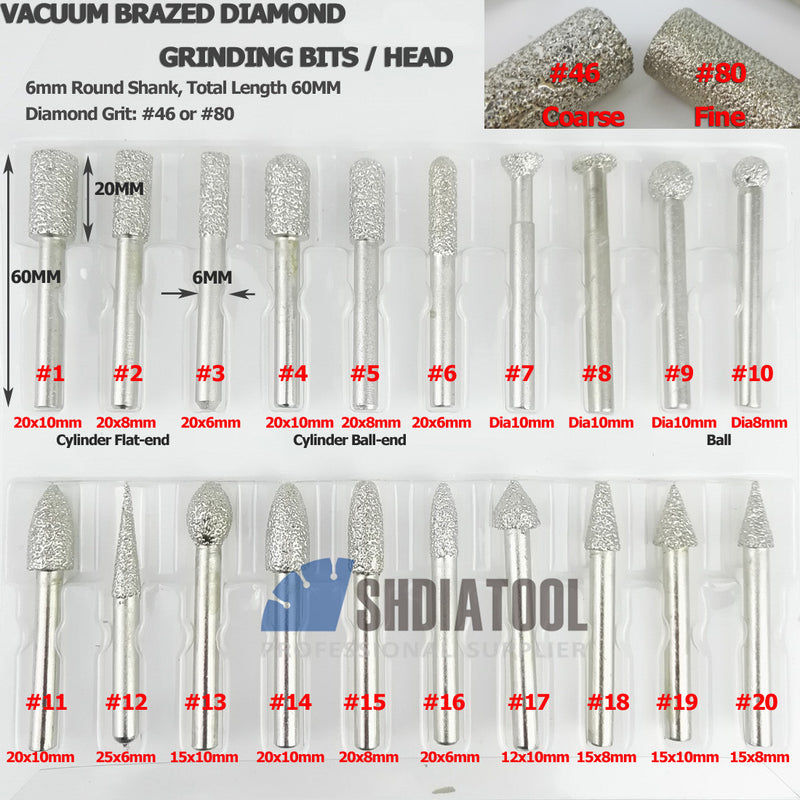 Diamond Grinding Head Diamond Burrs for Granite Stone 5pcs/set - DIATOOL