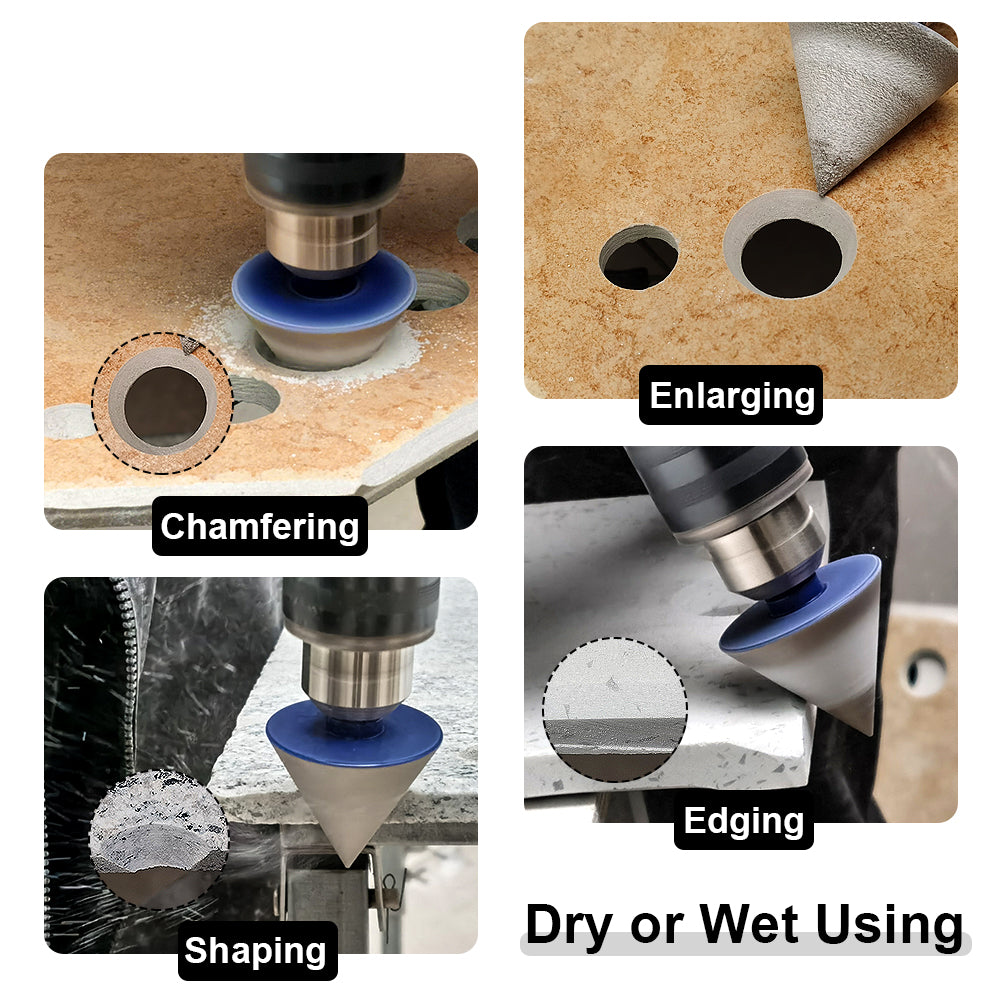 SHDIATOOL Diamond Beveling Chamfer Bits for Enlarge Shape Bevel Existing Holes in Tile Porcelain Ceramic Marble Granite - SHDIATOOL