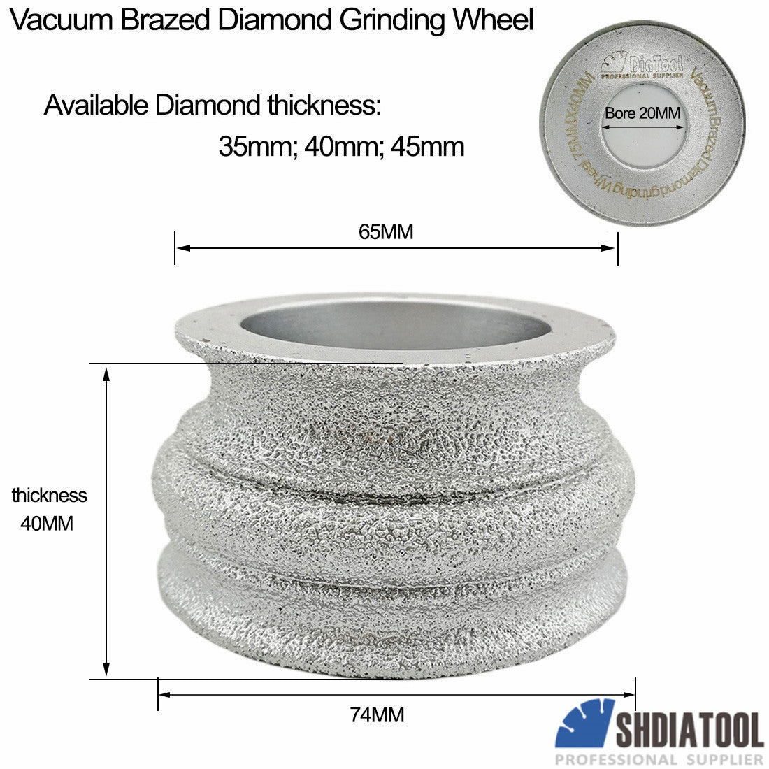 3"/75mm Vacuum Brazed Diamond Hand Convex Grinding Disc - DIATOOL